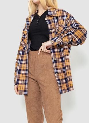 Костюм женский рубашка+штаны в клетку цвет светло-коричневый5 фото