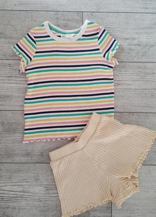 Набор комплект костюм на лето для девочки шорты zara футболка m&amp;s8 фото