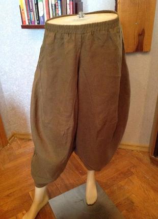 Льняные широкие брюки johnature с эластичной резинкой на талии, р. 46-522 фото