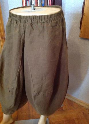 Льняные широкие брюки johnature с эластичной резинкой на талии, р. 46-526 фото