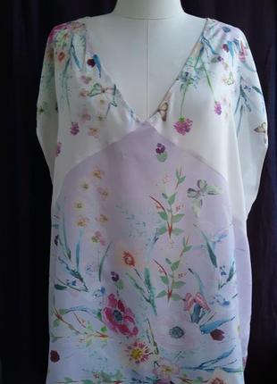 100% вискоза женская вискозная блузка, блузка, майка, летняя туника, мелкий цветок штапель7 фото