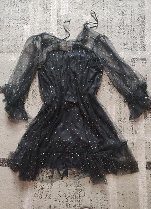 Платье черное с звездочками