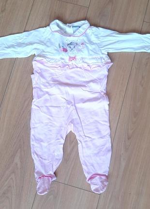 Ползунки бодик 12 мес disney baby человеч боди малышка розов бел ромпер 100 % хлопок песочники
