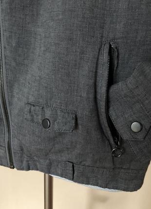 Бавовняно-лляна куртка косуха zara man linen biker jacket6 фото