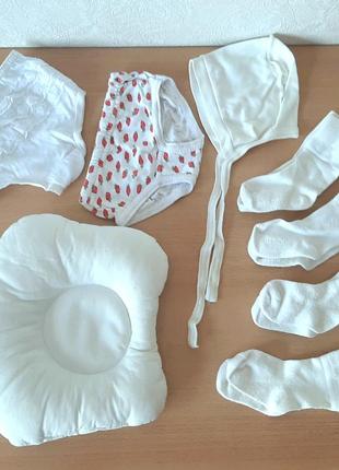 Лот носочки трусики чепчик подушечка новорожден малышка 100 % хлопок комплект набор носки подушка