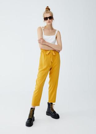 Штаны high waist горчичные