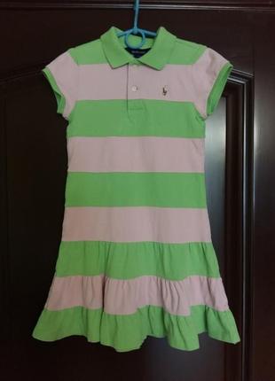 Трикотажное полосатое платье ralph lauren 7-8 лет