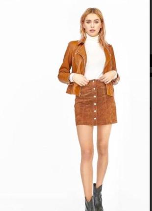 Stradivarius італія нова шкіряна спідниця замшева розмір s/26 нат руда, заміри: довжина 39 йде повністю нова з етикеткою