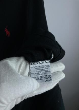 Мужской хлопковый лонгслив polo ralph lauren black custom fit longsleeve polo10 фото