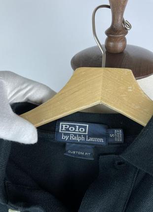 Мужской хлопковый лонгслив polo ralph lauren black custom fit longsleeve polo9 фото