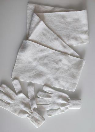 Комплект вязаный шерсть (шарф и перчатки)2 фото