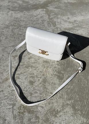 Сумка celine teen triomphe bag in shiny calfskin white