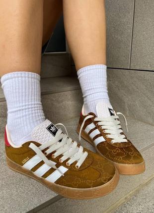 Ексклюзивні жіночі кеди guci x adidas gazelle 🆕 кросівки адідас газель