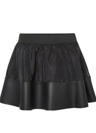 Короткая свободная расклешенная юбка с высокой эластичной талией1 фото