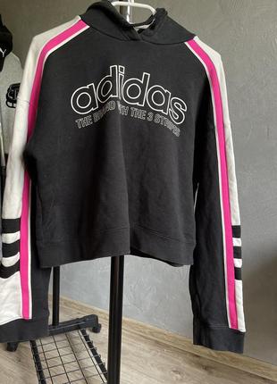 Adidas кроп топ спортивна кофта адідас жіноча з капюшоном4 фото