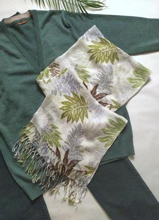 Легкий тонкий шарф, дуже м'яка віскоза, тропічний принт, листя, пальми