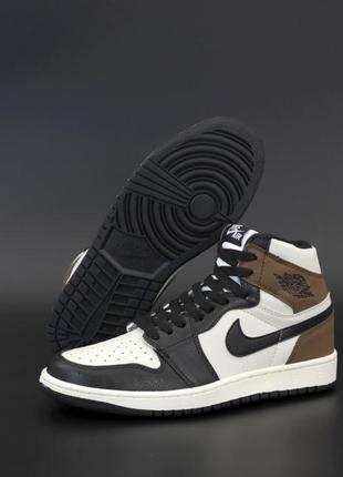 Мужские кроссовки nike air jordan 1 high brown black white 41-42-43-441 фото