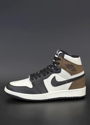 Мужские кроссовки nike air jordan 1 high brown black white 41-42-43-443 фото