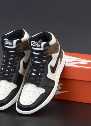 Мужские кроссовки nike air jordan 1 high brown black white 41-42-43-442 фото