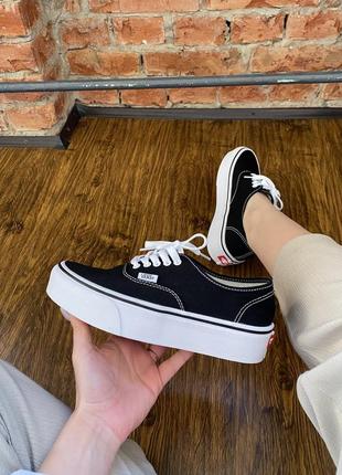 Текстильные кеды на платформе, на высокой подошве vans authentic stackform black