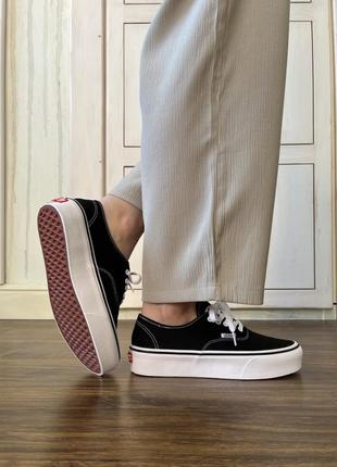 Текстильные кеды на платформе, на высокой подошве vans authentic stackform black2 фото