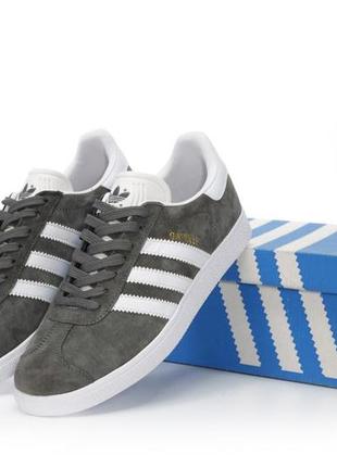 Мужские кроссовки adidas gazelle grey white 41-42-43-44-45