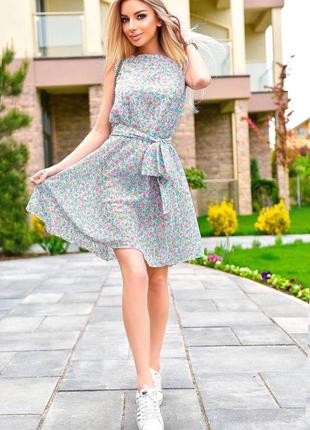 Платье женское шифон с цветочным принтом2 фото