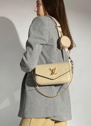 Сумка у стилі louis vuitton pochette leather beige6 фото