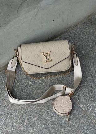 Сумка у стилі louis vuitton pochette leather beige8 фото