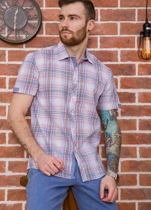 Сорочка чоловіча картата, колір рожево-синій, розмір s fa_003786