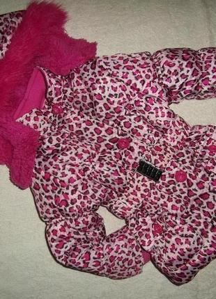 Демисезонная яркая с модным леопардовым принтом куртка на 2-3 года