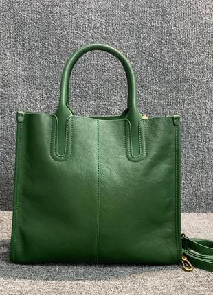 Жіноча шкіряна зелена сумка