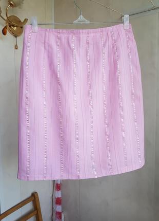 Розовый летний стильный костюм (пиджак+юбка).5 фото