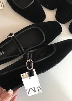 Балетки туфли бархат велюр зара zara