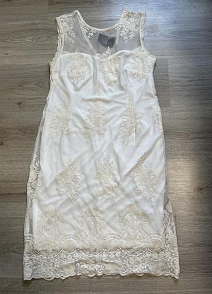 Элегантное платье next с кружевом