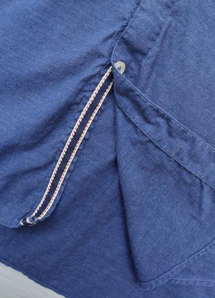 Мужская рубашка рубашка рубашка zara m-l пог 56 см под джинс с латками синяя slim fit8 фото