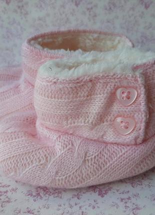 Мягкие тапочки пинетки новорожд девочк розов туфельки носочки обувь5 фото