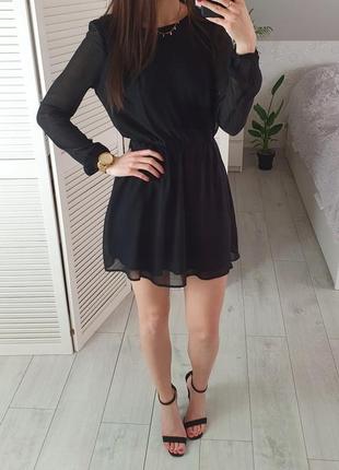 Чорна коротка сукня з довгим рукавом та відкритою спиною bik bok 🛍️1+1=3🛍️
