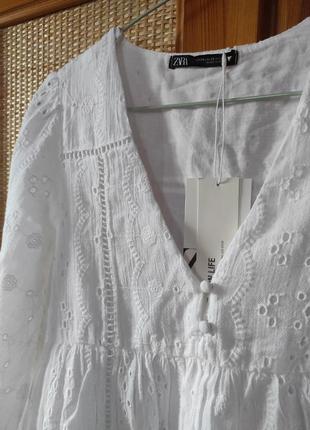 Zara белое кружевное платье короткое нежное размер xs s5 фото