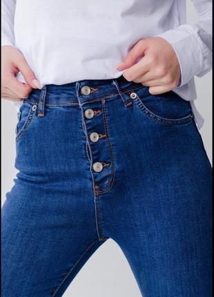 Нові сині джинси скіні на ґудзиках6 фото