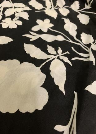 Платье сукня летнее легкое черное атлас в принт белых цветов-веток, 12/40 (3340)8 фото