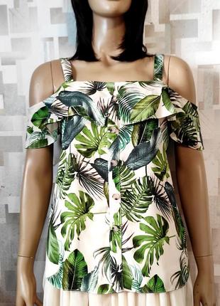 Крута блуза топ з тропічним принтом george, блуза с тропическим принтом листья1 фото