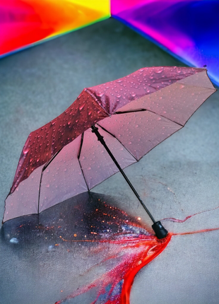 Красный: "crimson cascade" - женский складной зонт с 9 комбинированными спицами, легкий и прочный.10 фото