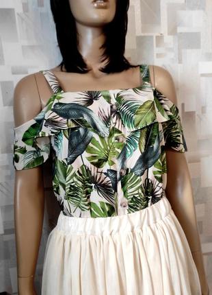 Крута блуза топ з тропічним принтом george, блуза с тропическим принтом листья7 фото