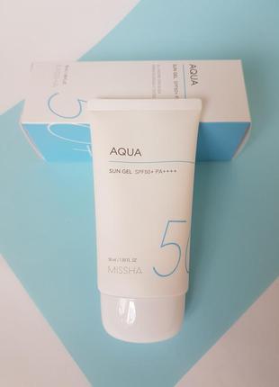 Сонцезахисний зволожуючий гель missha all around safe block aqua sun gel 50ml (spf50+ pa++++)