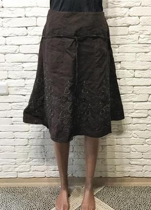 Льняная юбка с вышивкой3 фото