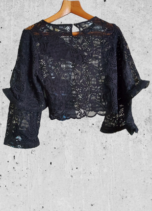 Готическая укороченная блуза с дизайнерскими рукавами бохо кружево2 фото