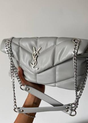Женская сумка в стиле yves saint laurent puffer chain grey.