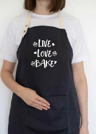 Фартух live. love. bake (чорний)