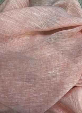 Шикарный льняной палантин в пудрово корраловом тонн8 фото